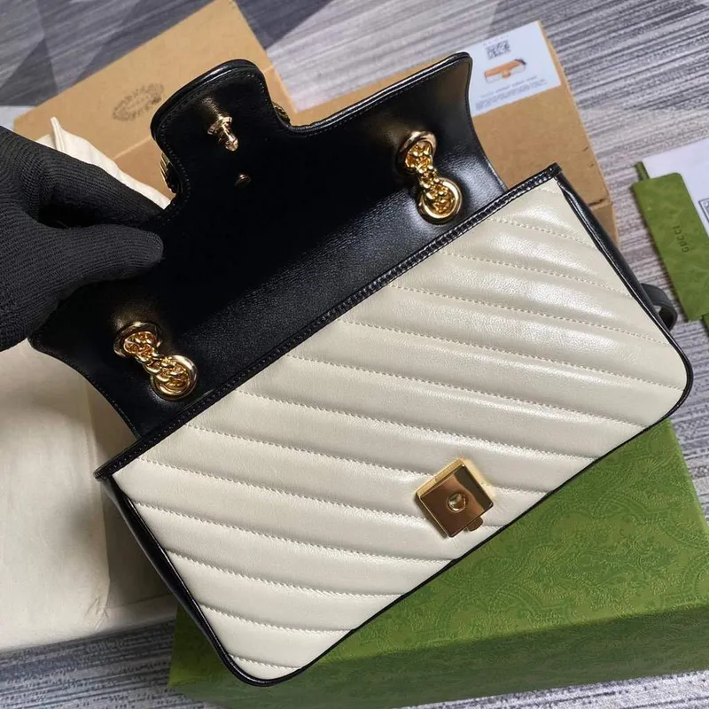 Gucci 443497 GG Marmont Malá Kabelka Přes Rameno Žlutá Bílá