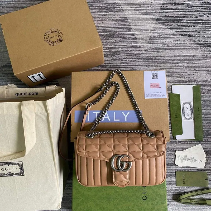 Gucci 443497 GG Marmont Malá Kabelka Přes Rameno Růžová Béžová