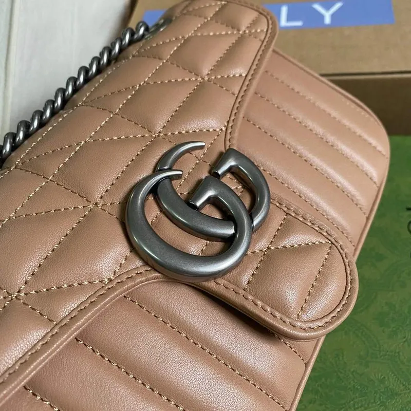 Gucci 443497 GG Marmont Malá Kabelka Přes Rameno Růžová Béžová