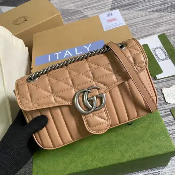 Gucci 443497 GG Marmont Malá Kabelka Přes Rameno Růžová Béžová