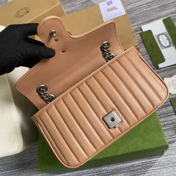 Gucci 443497 GG Marmont Malá Kabelka Přes Rameno Růžová Béžová