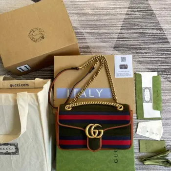 Gucci 443497 GG Marmont Malá Kabelka Přes Rameno Zelená Hnědá