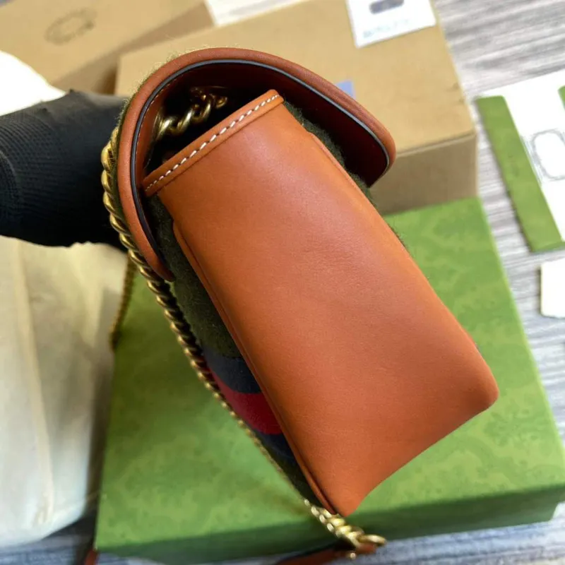 Gucci 443497 GG Marmont Malá Kabelka Přes Rameno Zelená Hnědá