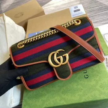 Gucci 443497 GG Marmont Malá Kabelka Přes Rameno Zelená Hnědá