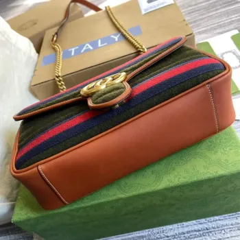 Gucci 443497 GG Marmont Malá Kabelka Přes Rameno Zelená Hnědá
