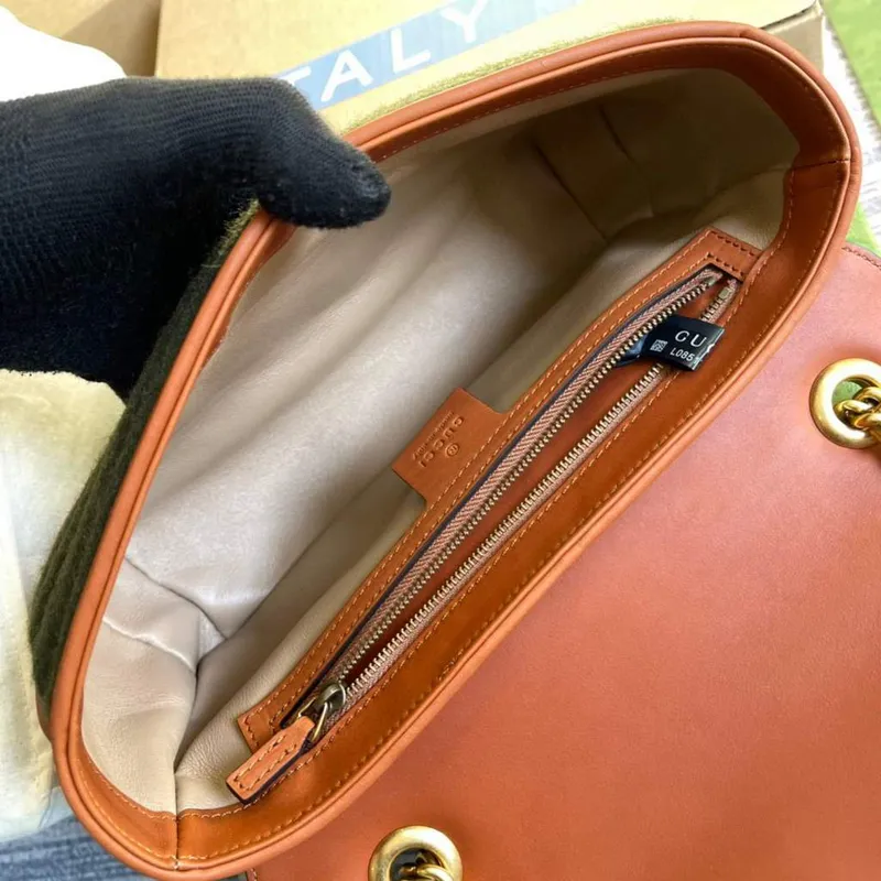 Gucci 443497 GG Marmont Malá Kabelka Přes Rameno Zelená Hnědá