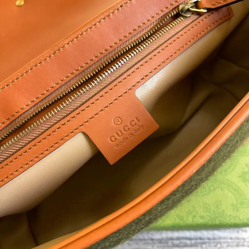 Gucci 443497 GG Marmont Malá Kabelka Přes Rameno Zelená Hnědá