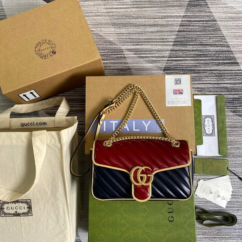 Gucci 443497 GG Marmont Malá Kabelka Přes Rameno Modrá a Červená