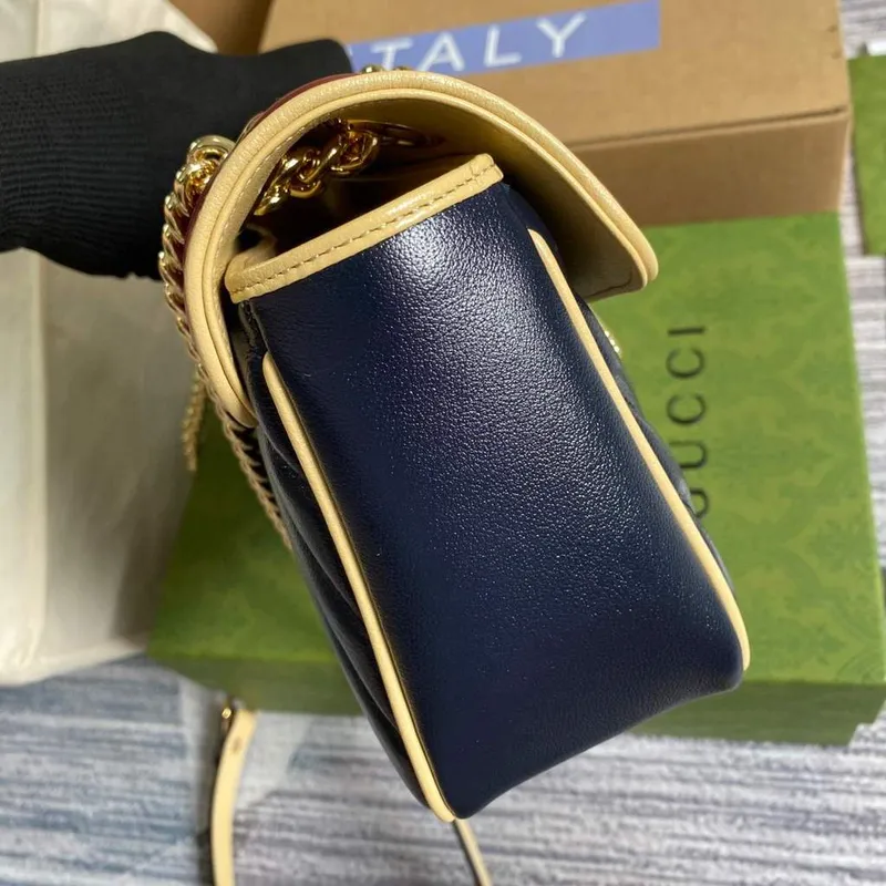 Gucci 443497 GG Marmont Malá Kabelka Přes Rameno Modrá a Červená