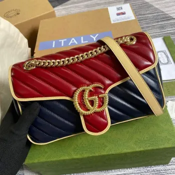Gucci 443497 GG Marmont Malá Kabelka Přes Rameno Modrá a Červená
