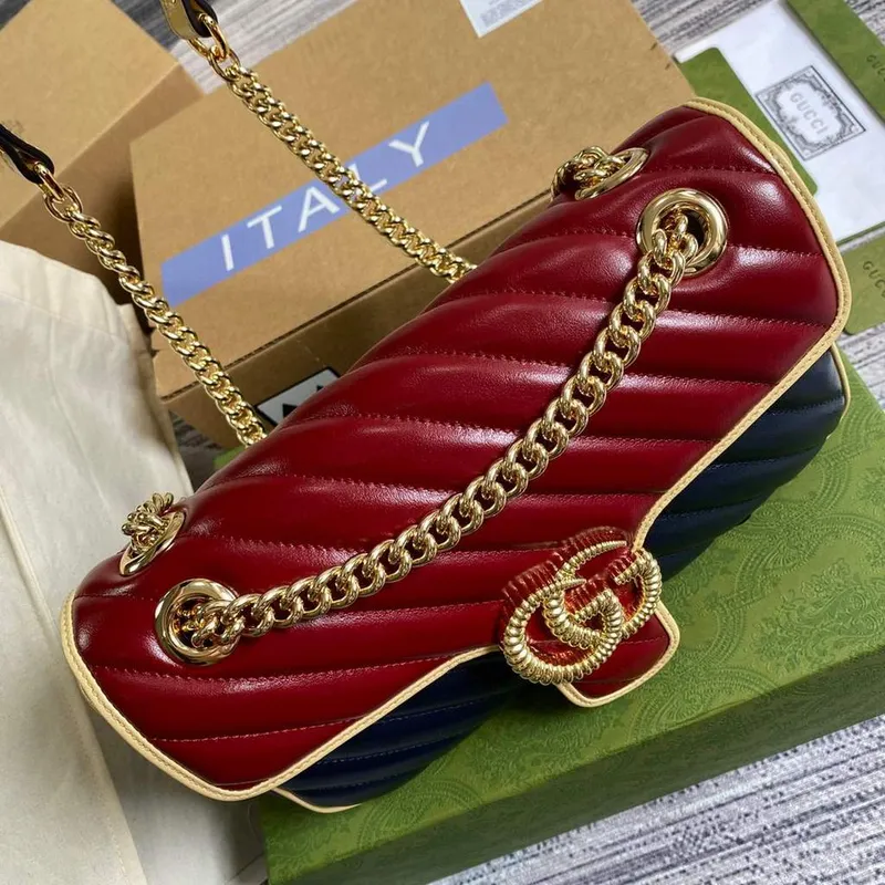 Gucci 443497 GG Marmont Malá Kabelka Přes Rameno Modrá a Červená