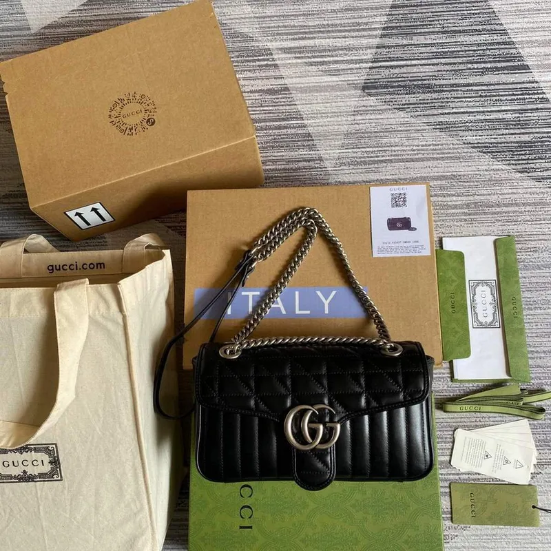 Gucci 443497 GG Marmont Malá Kabelka přes Rameno Černá