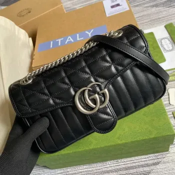 Gucci 443497 GG Marmont Malá Kabelka přes Rameno Černá
