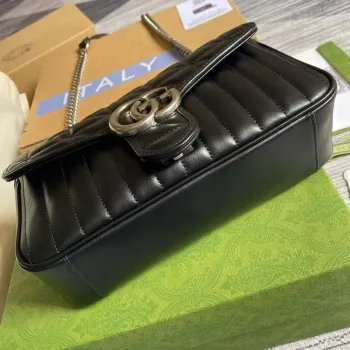 Gucci 443497 GG Marmont Malá Kabelka přes Rameno Černá