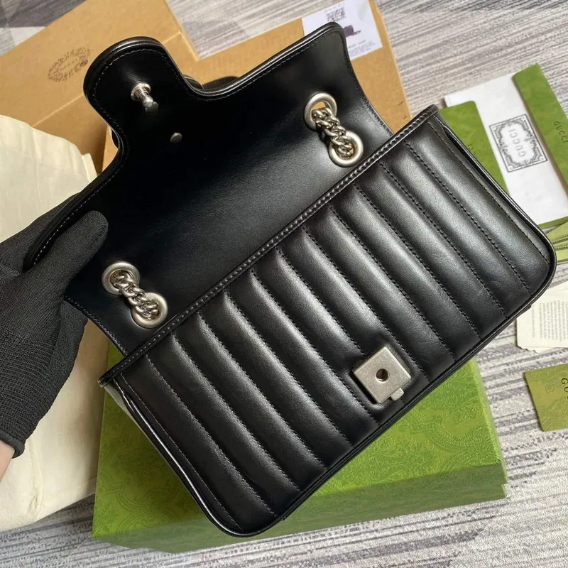 Gucci 443497 GG Marmont Malá Kabelka přes Rameno Černá