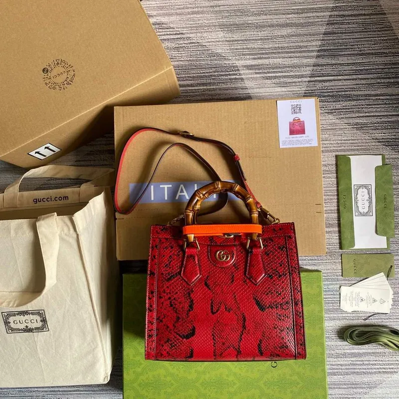 Gucci Diana Malá Taška Tote Hadí Rukojeť Taška 660195 Červená