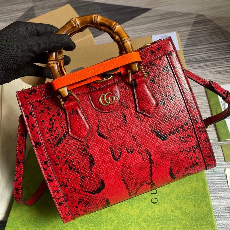 Gucci Diana Malá Taška Tote Hadí Rukojeť Taška 660195 Červená