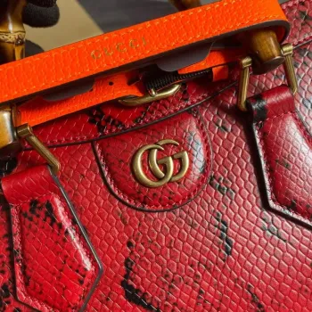 Gucci Diana Malá Taška Tote Hadí Rukojeť Taška 660195 Červená