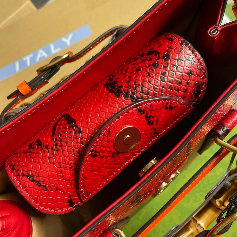 Gucci Diana Malá Taška Tote Hadí Rukojeť Taška 660195 Červená
