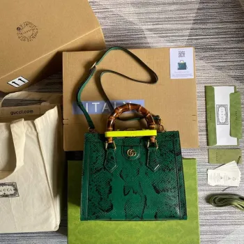 Gucci Diana Malá Taška Tote Hadí Rukojeť Taška 660195 Zelená