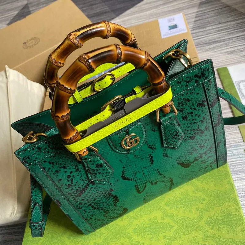 Gucci Diana Malá Taška Tote Hadí Rukojeť Taška 660195 Zelená