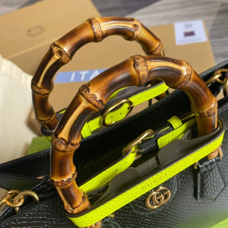 Gucci Diana Malá Tote Taška Hadí Rukojeť Taška 660195 Černá