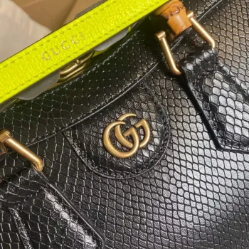 Gucci Diana Malá Tote Taška Hadí Rukojeť Taška 660195 Černá