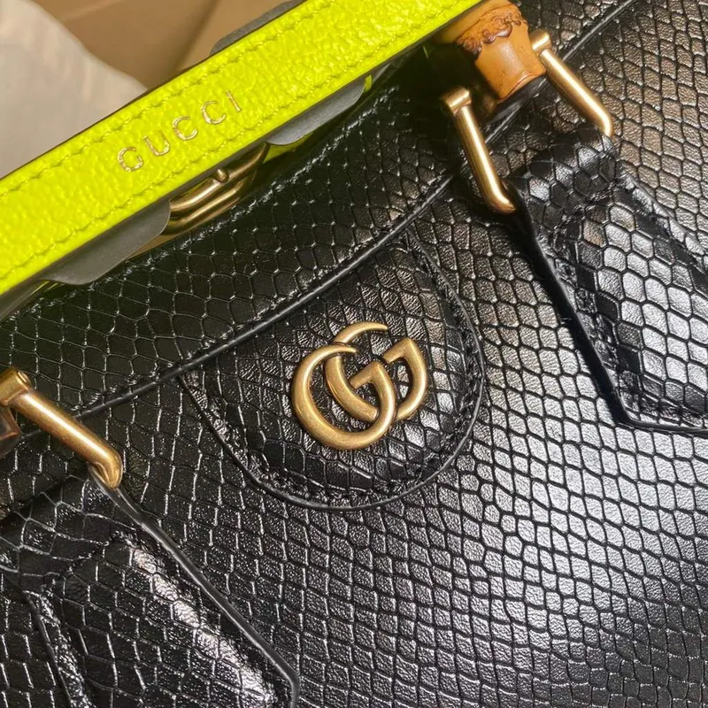 Gucci Diana Malá Tote Taška Hadí Rukojeť Taška 660195 Černá