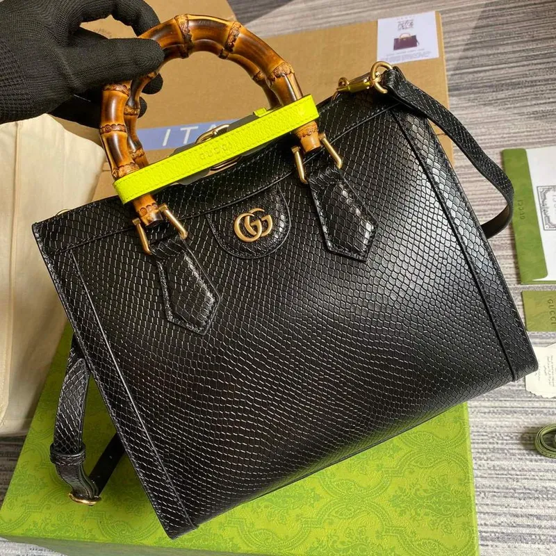 Gucci Diana Malá Tote Taška Hadí Rukojeť Taška 660195 Černá