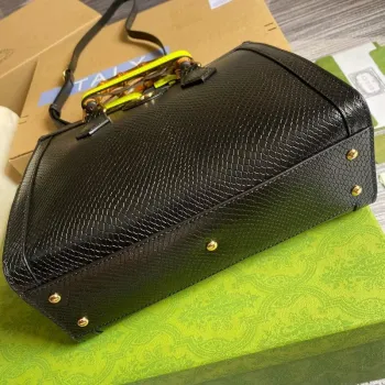 Gucci Diana Malá Tote Taška Hadí Rukojeť Taška 660195 Černá