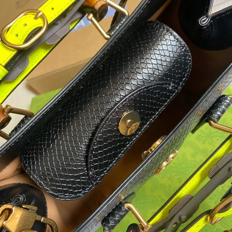 Gucci Diana Malá Tote Taška Hadí Rukojeť Taška 660195 Černá