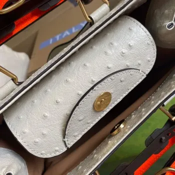 Gucci Diana Malá Tote Taška Pštrosí Taška s Horní Rukojetí 660195 Béžová