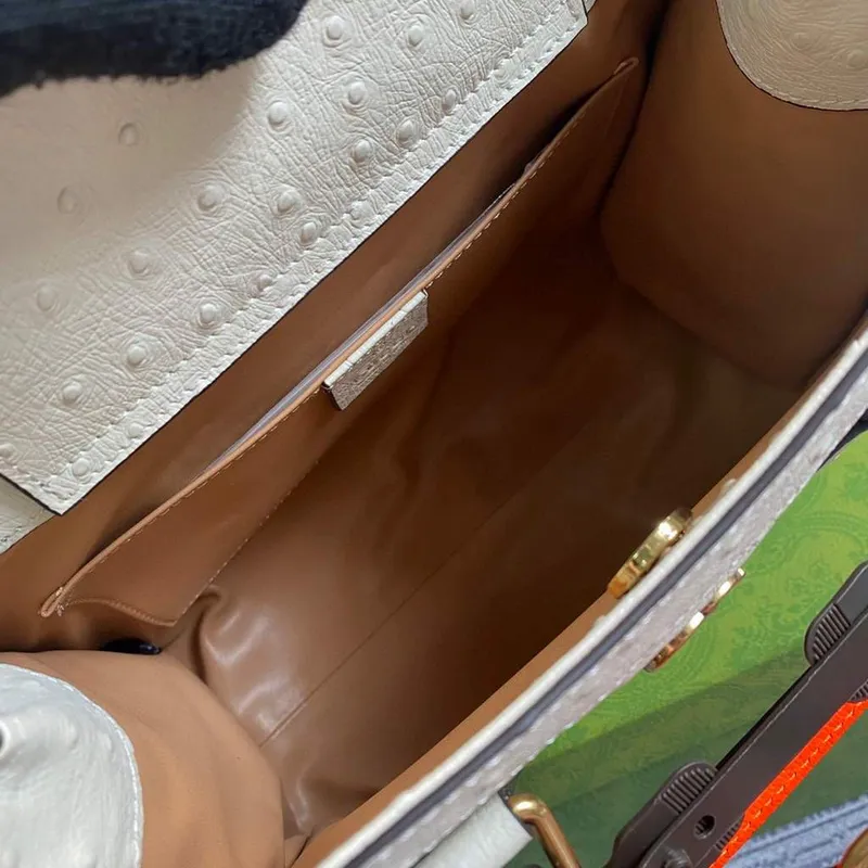 Gucci Diana Malá Tote Taška Pštrosí Taška s Horní Rukojetí 660195 Béžová