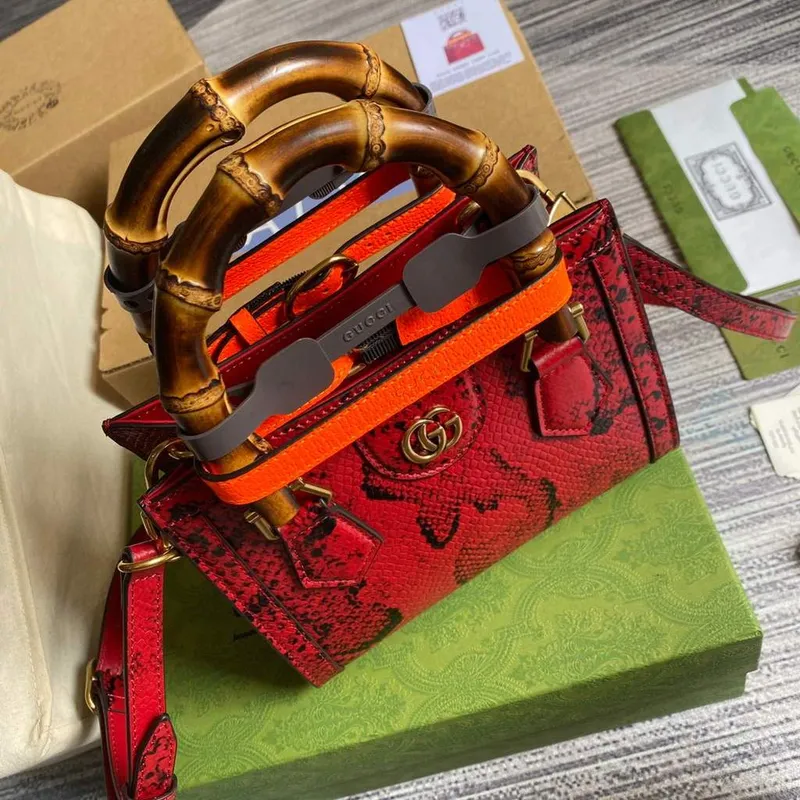 Gucci Diana Mini Tote Bag Hadí Taška s Horním Uchem Gucci 655661 Červená