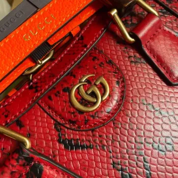 Gucci Diana Mini Tote Bag Hadí Taška s Horním Uchem Gucci 655661 Červená