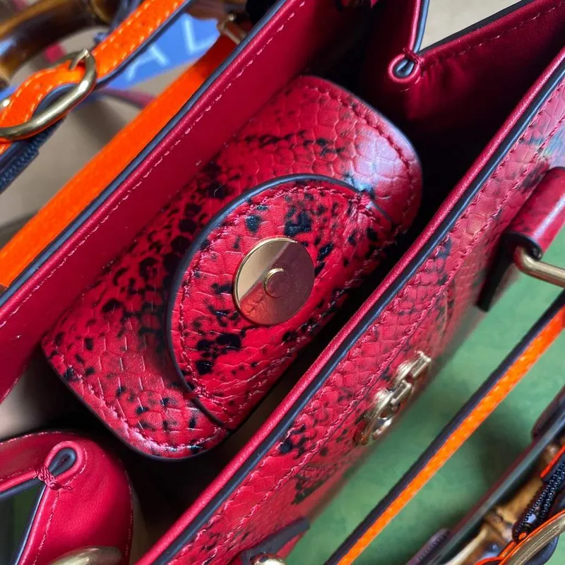 Gucci Diana Mini Tote Bag Hadí Taška s Horním Uchem Gucci 655661 Červená