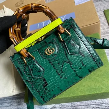 Gucci Diana Mini Tote Bag Hadí Taška s Uchem Gucci 655661 Zelená