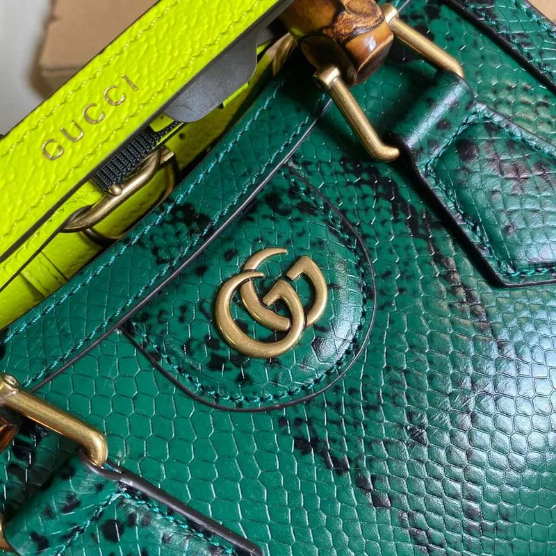 Gucci Diana Mini Tote Bag Hadí Taška s Uchem Gucci 655661 Zelená