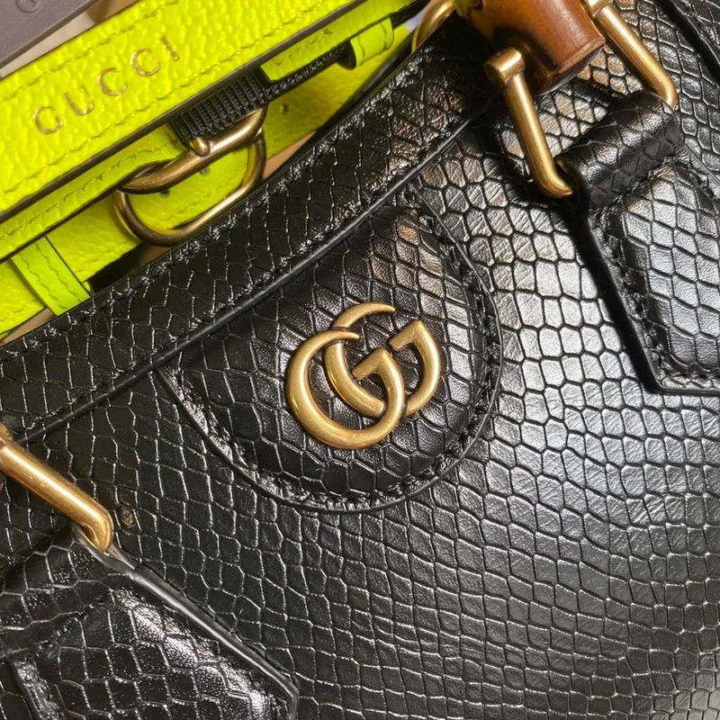 Gucci Diana Mini Tote Bag Hadí Taška s Horní Rukojetí Gucci 655661 Černá