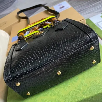 Gucci Diana Mini Tote Bag Hadí Taška s Horní Rukojetí Gucci 655661 Černá