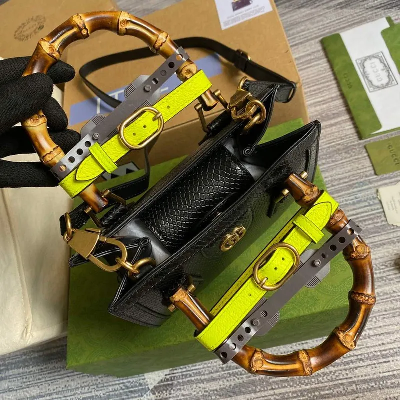 Gucci Diana Mini Tote Bag Hadí Taška s Horní Rukojetí Gucci 655661 Černá