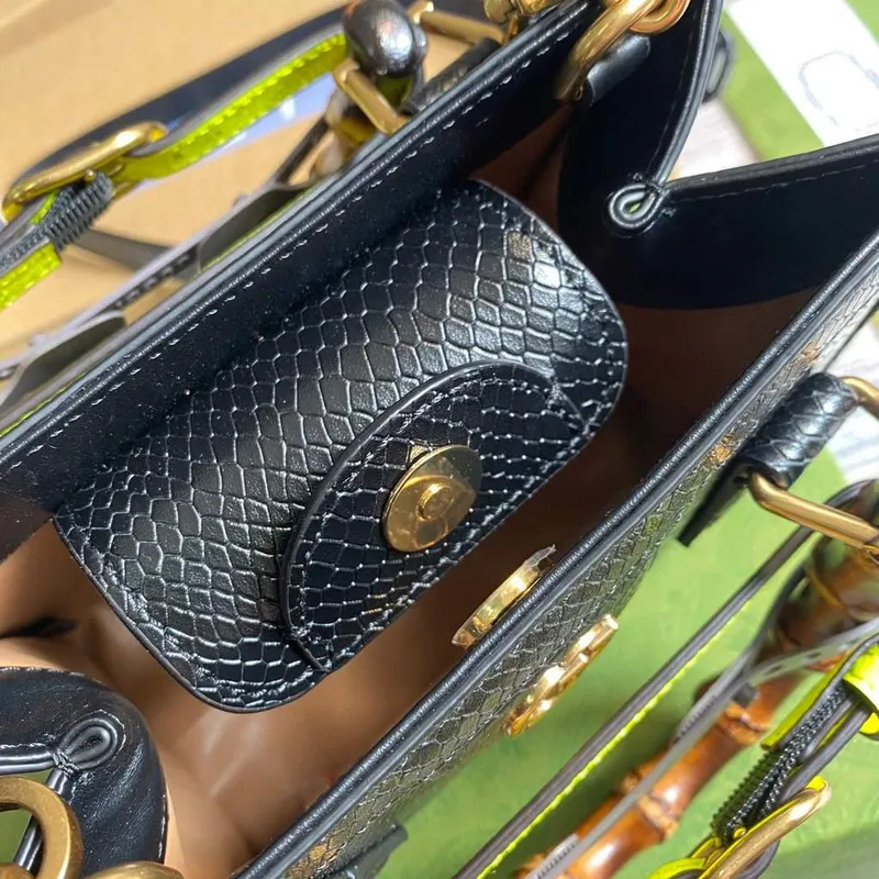 Gucci Diana Mini Tote Bag Hadí Taška s Horní Rukojetí Gucci 655661 Černá