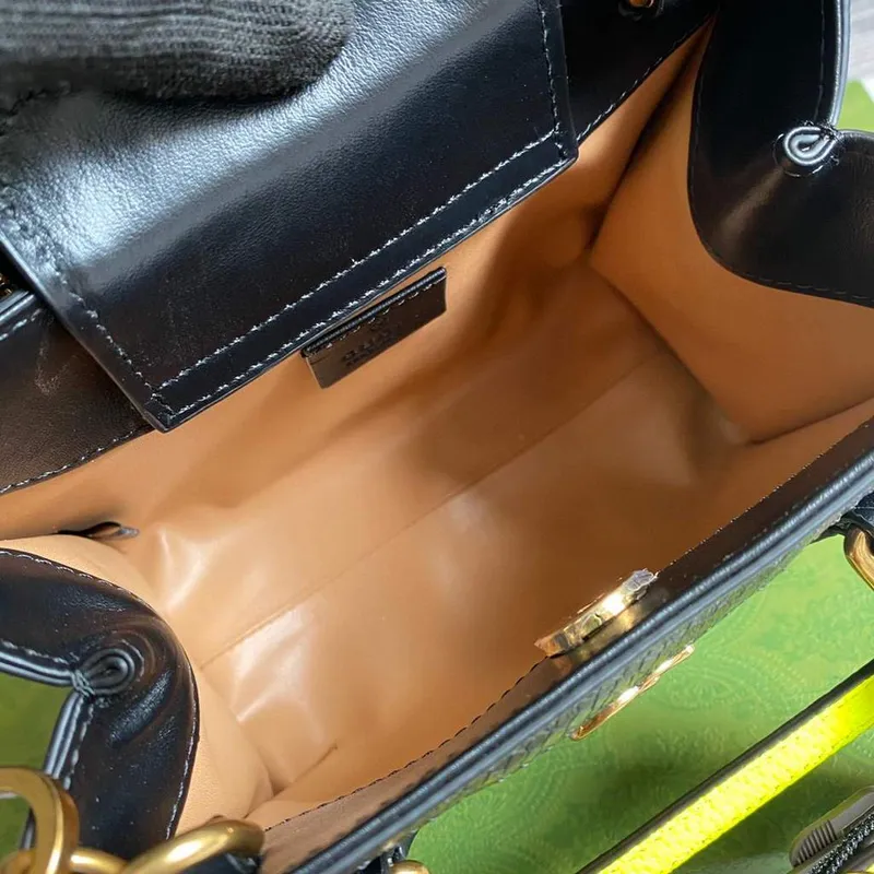 Gucci Diana Mini Tote Bag Hadí Taška s Horní Rukojetí Gucci 655661 Černá