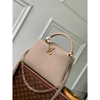LV M12935 Louis Vuitton Capucines MM Kabelka Galet Šedá
