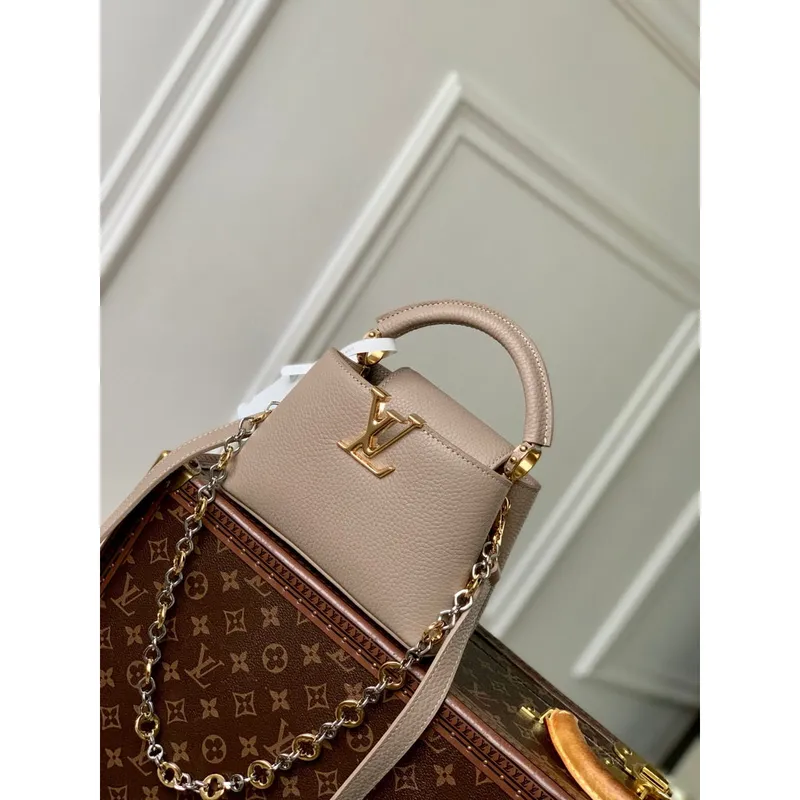 LV M12935 Louis Vuitton Capucines Mini Kabelka Galet Šedá