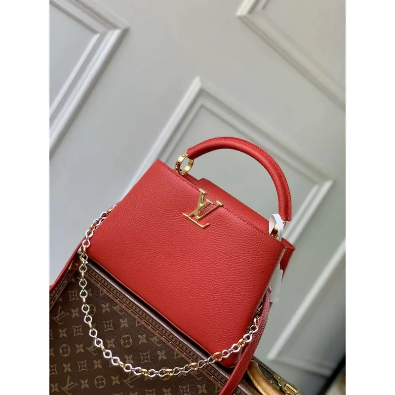 LV M12936 Louis Vuitton Capucines MM Kabelka Červená