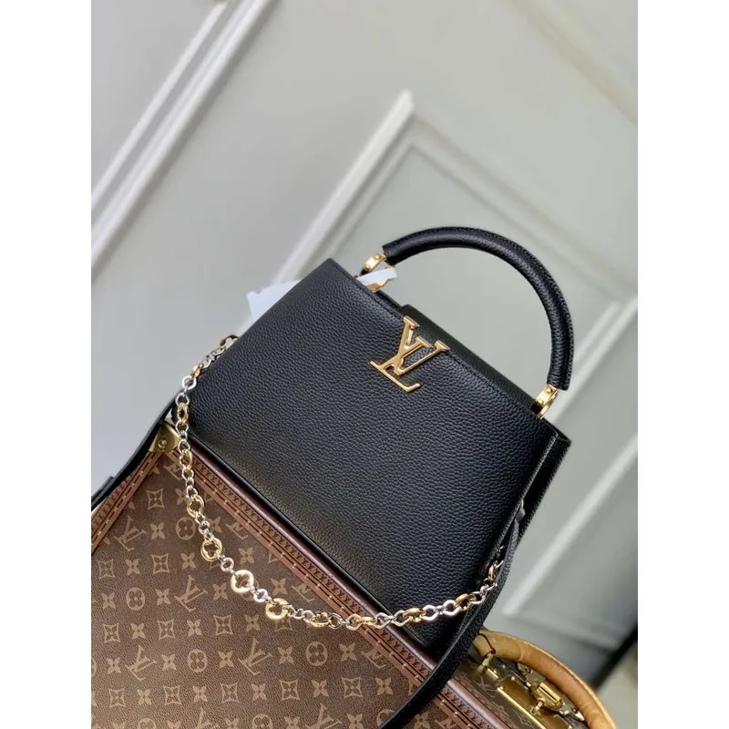 LV M12936 Louis Vuitton Capucines MM Kabelka Černá