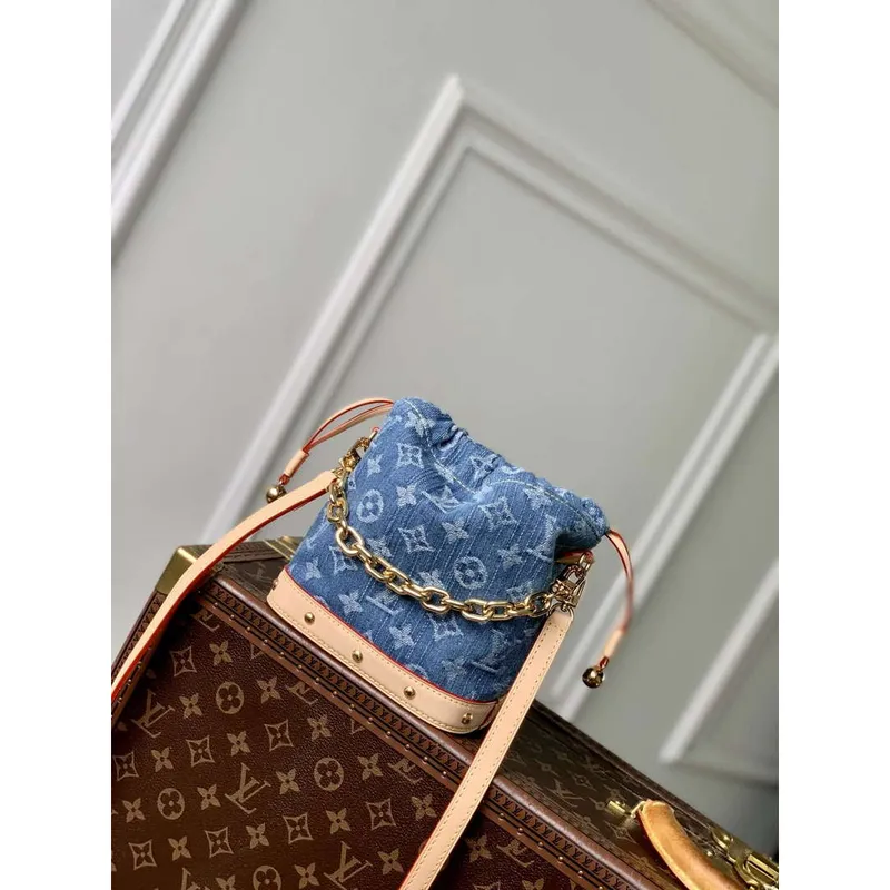 LV M83043 Louis Vuitton Nano Noé Taška Denim Modrá