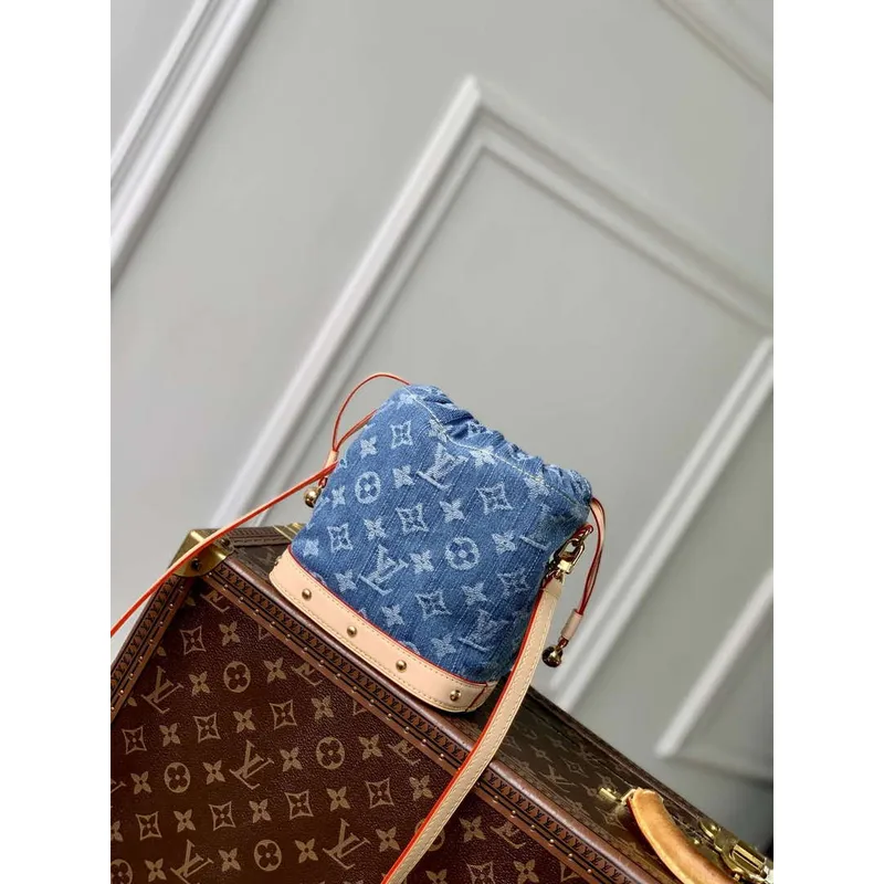 LV M83043 Louis Vuitton Nano Noé Taška Denim Modrá