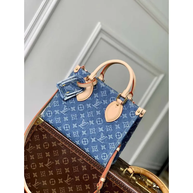 LV M14633 Louis Vuitton OnTheGo PM Taška Denim Modrá